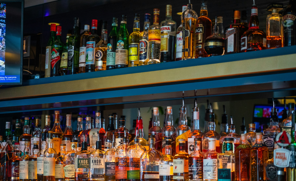 top bar spirit shelves